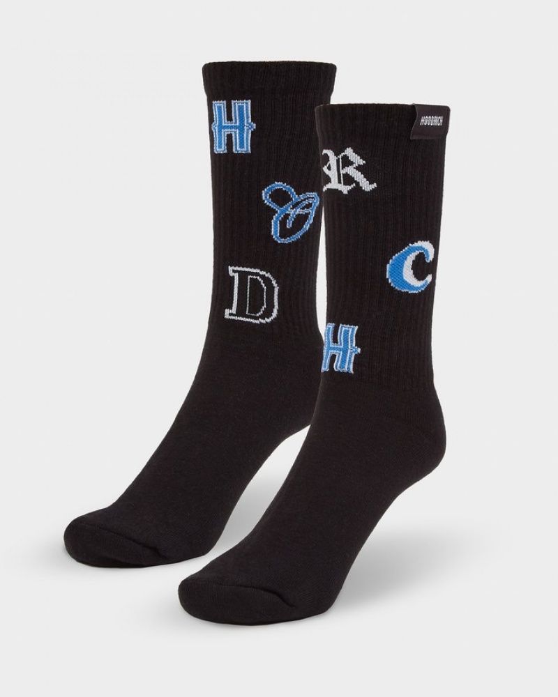 Black/White Hoodrich OG Pacific 2 Pack Crew Socks Socks | 5963-QPIMY