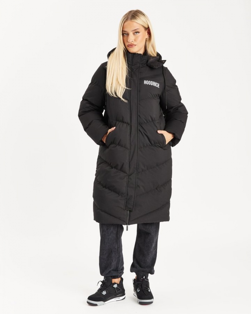 Black/White Hoodrich OG Sia Longline Jacket Outerwear | 6479-XTEAO