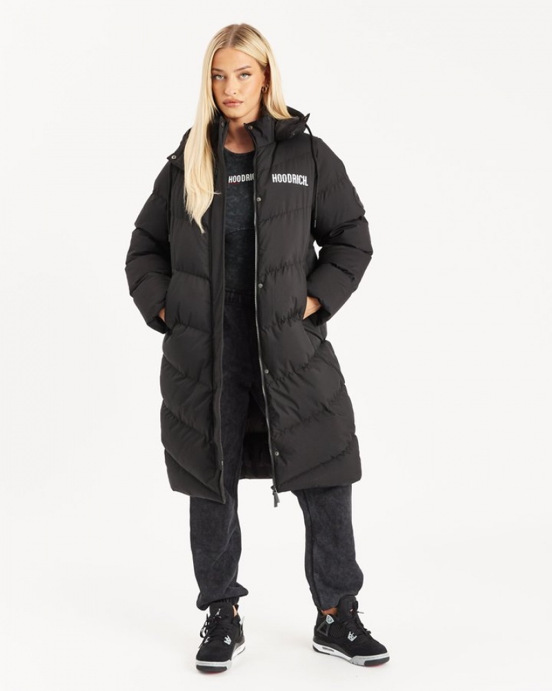 Black/White Hoodrich OG Sia Longline Jacket Outerwear | 6479-XTEAO