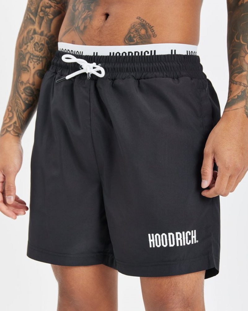 Black/White Hoodrich OG State Swim Shorts Swimwear | 0167-CFJYR