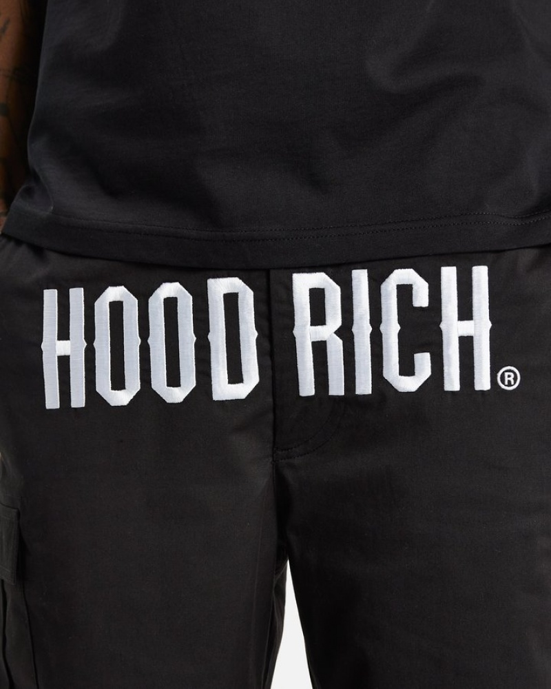 Black/White Hoodrich OG Trek Cargo Shorts Shorts | 8970-ZCITH