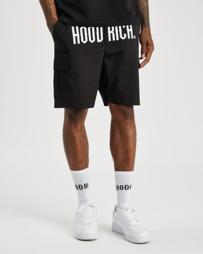 Black/White Hoodrich OG Trek Cargo Shorts Shorts | 8970-ZCITH