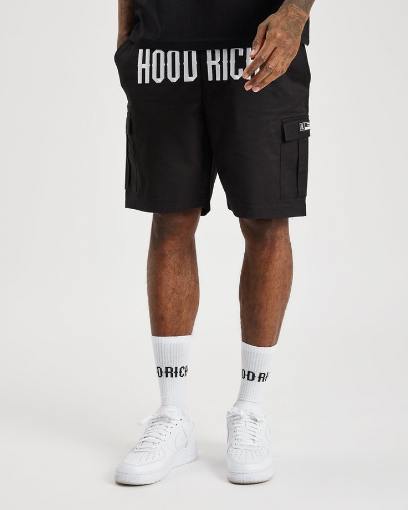 Black/White Hoodrich OG Trek Cargo Shorts Shorts | 8970-ZCITH