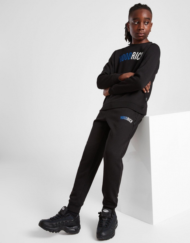 Black Hoodrich Enhance Crew Tracksuit Junior Sweatshirts | SYMCFPL-48