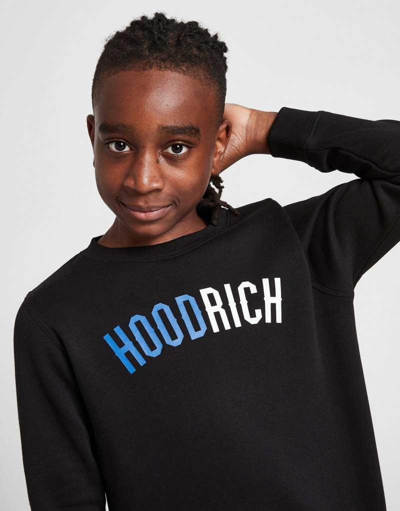 Black Hoodrich Enhance Crew Tracksuit Junior Sweatshirts | SYMCFPL-48