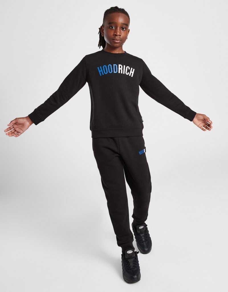 Black Hoodrich Enhance Crew Tracksuit Junior Sweatshirts | SYMCFPL-48