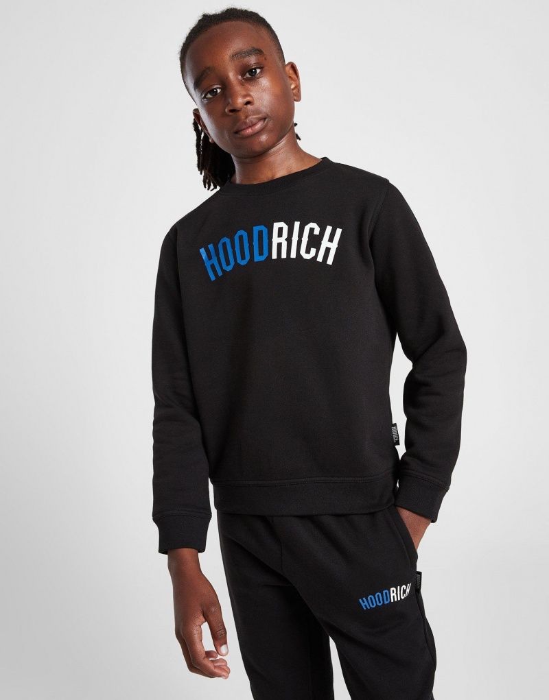 Black Hoodrich Enhance Crew Tracksuit Junior Sweatshirts | SYMCFPL-48