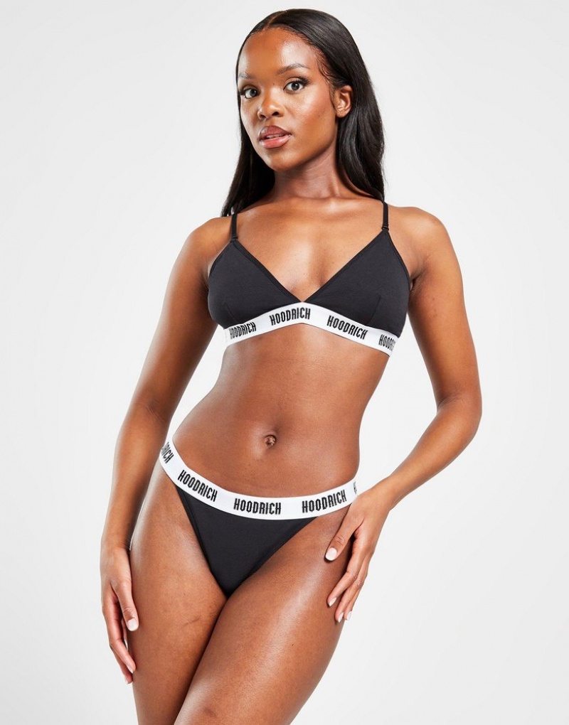 Black Hoodrich Logo Thong Underwear | HUQGPR-342