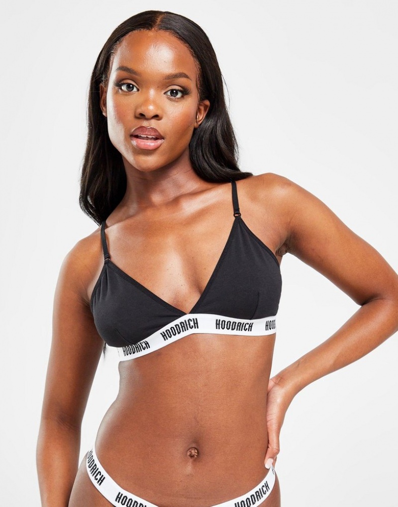 Black Hoodrich Logo Triangle Bralette Underwear | RJBWOS-714