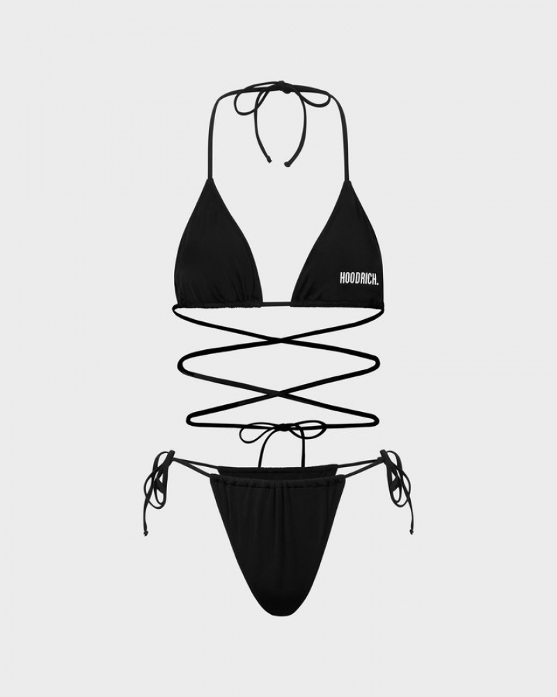 Black Hoodrich OG Palm Bikini Bottom Bikini | 4792-IKSVO