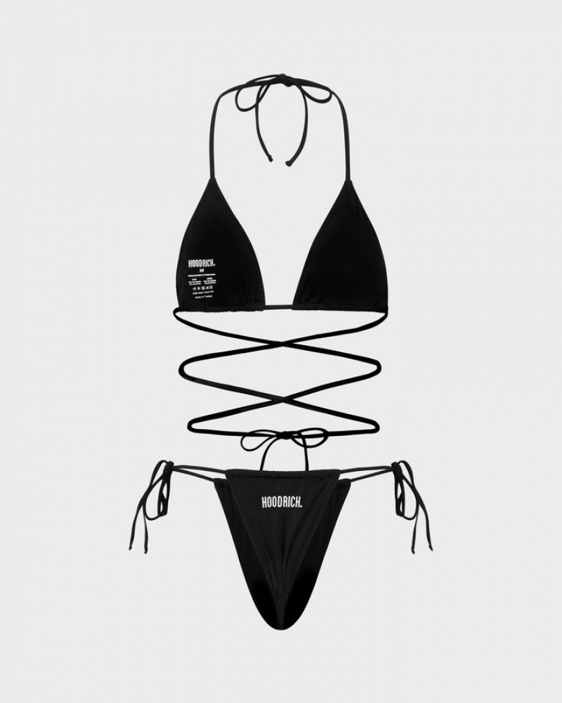 Black Hoodrich OG Palm Bikini Bottom Bikini | 4792-IKSVO