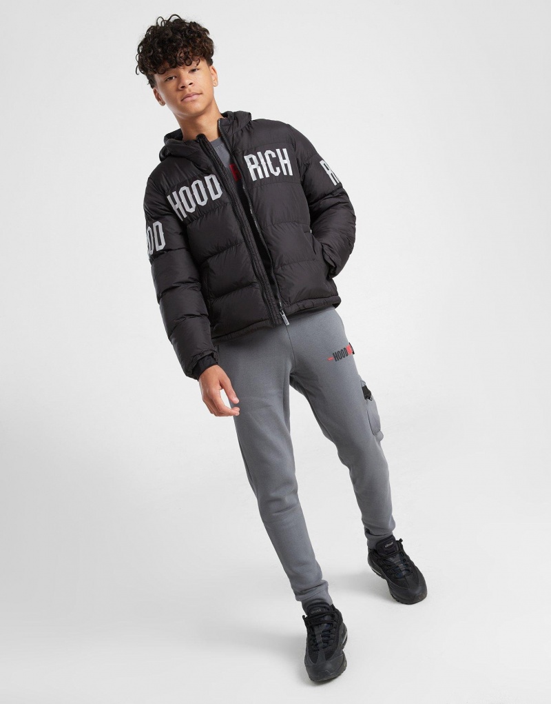 Black Hoodrich Parallel Padded Jacket Junior Outerwear | EJXFUQN-31 