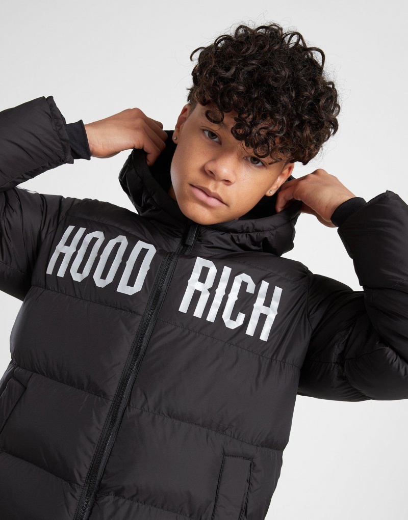 Black Hoodrich Parallel Padded Jacket Junior Outerwear | EJXFUQN-31 