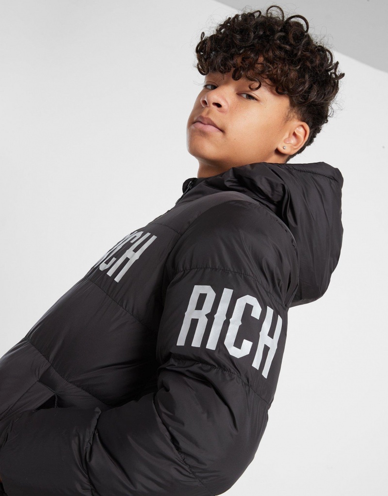 Black Hoodrich Parallel Padded Jacket Junior Outerwear | EJXFUQN-31 