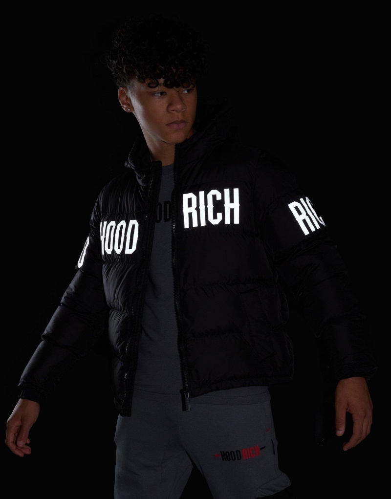 Black Hoodrich Parallel Padded Jacket Junior Outerwear | EJXFUQN-31 