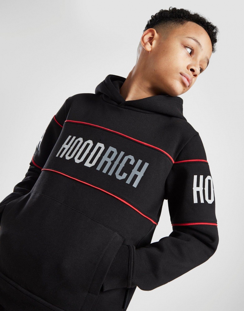 Black Hoodrich Resume Piped Overhead Hoodie Junior Hoodies | DNSUHTP-47