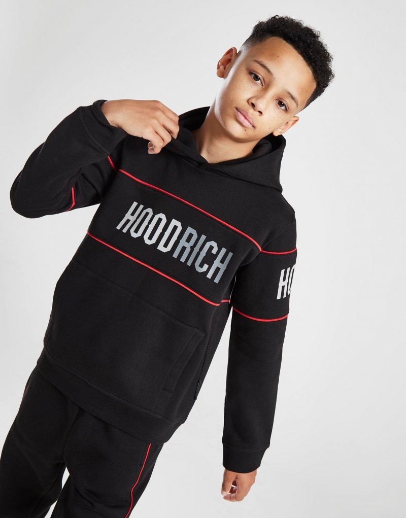 Black Hoodrich Resume Piped Overhead Hoodie Junior Hoodies | DNSUHTP-47