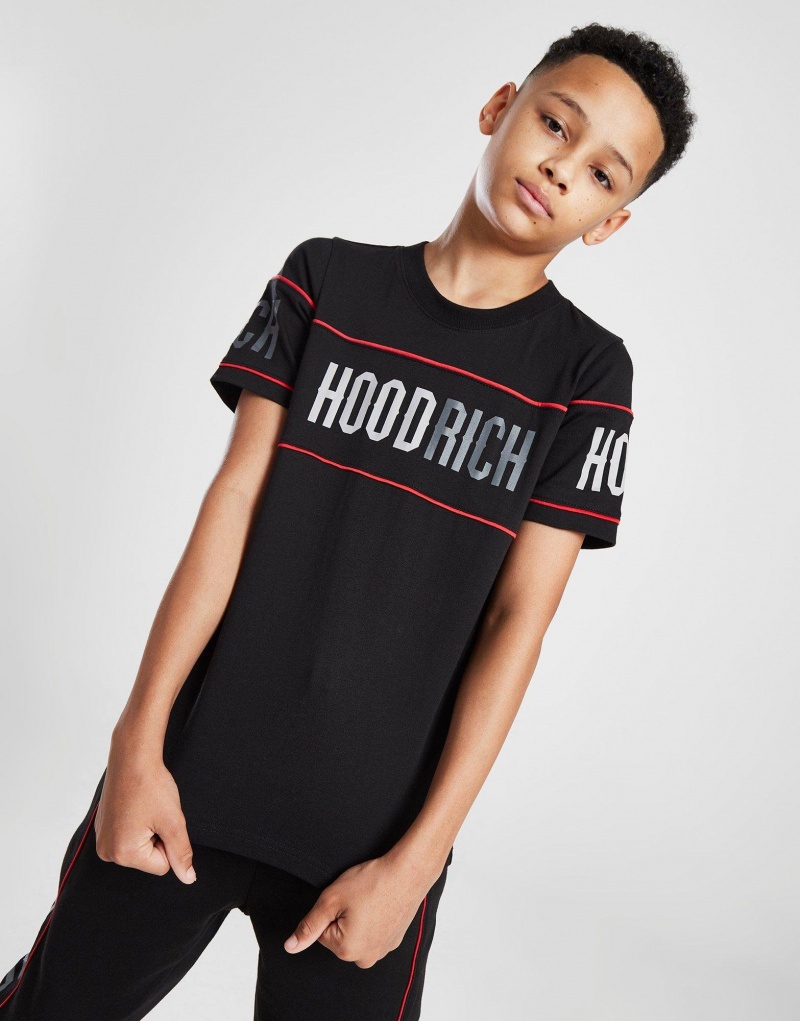 Black Hoodrich Resume Piped T-Shirt Junior T-shirts | AERMXBS-01