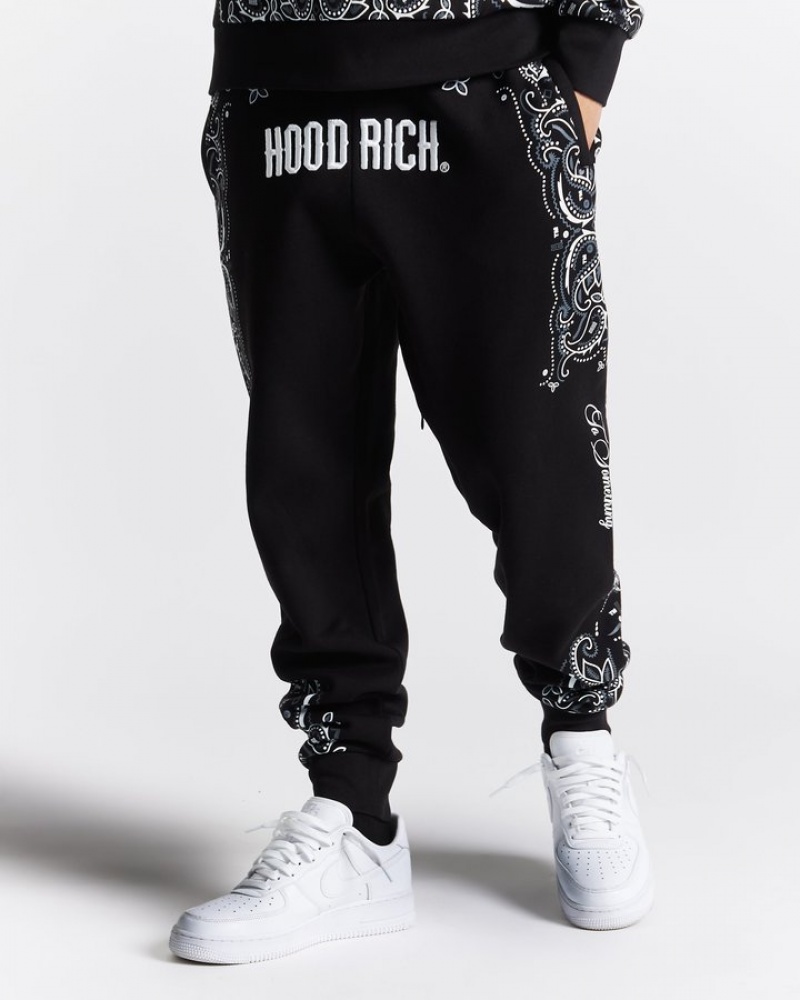 Black/white/lava smoke Hoodrich OG Motif Joggers Joggers | 6371-ONUMY