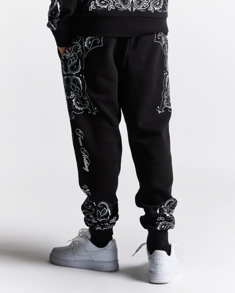 Black/white/lava smoke Hoodrich OG Motif Joggers Joggers | 6371-ONUMY