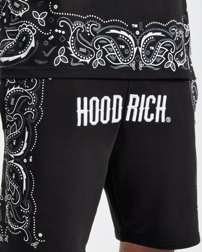 Black/white/lava smoke Hoodrich OG Motif Shorts Shorts | 0489-ZNQYO