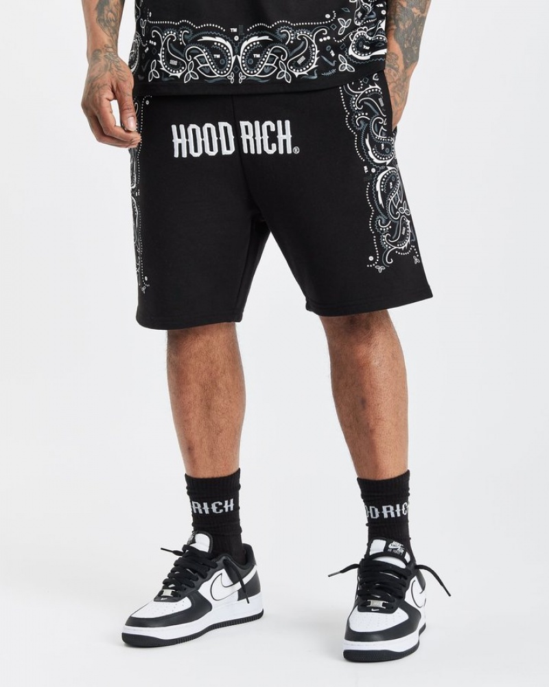 Black/white/lava smoke Hoodrich OG Motif Shorts Shorts | 0489-ZNQYO