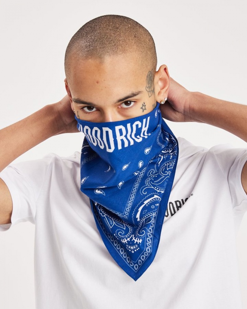 Blue/White Hoodrich OG Motif Bandana Ballys & Bandanas | 5192-WBPIS