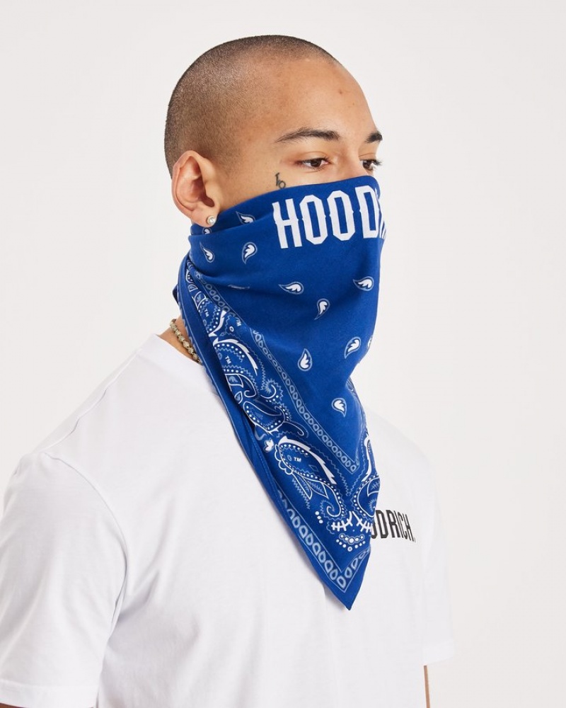 Blue/White Hoodrich OG Motif Bandana Ballys & Bandanas | 5192-WBPIS