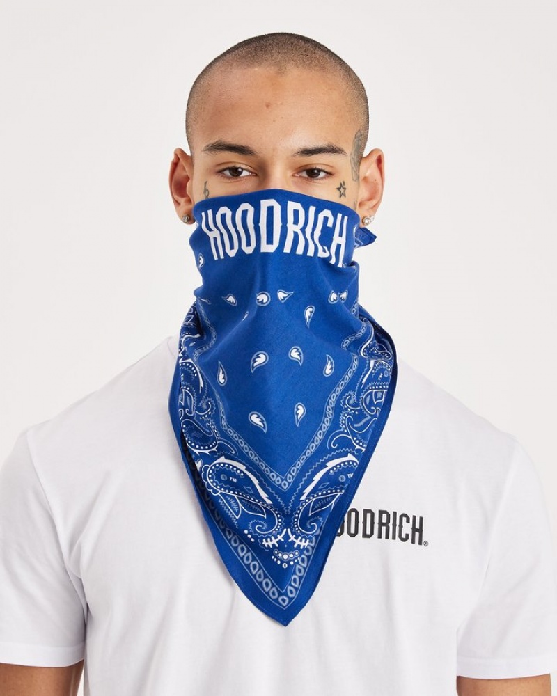 Blue/White Hoodrich OG Motif Bandana Ballys & Bandanas | 5192-WBPIS