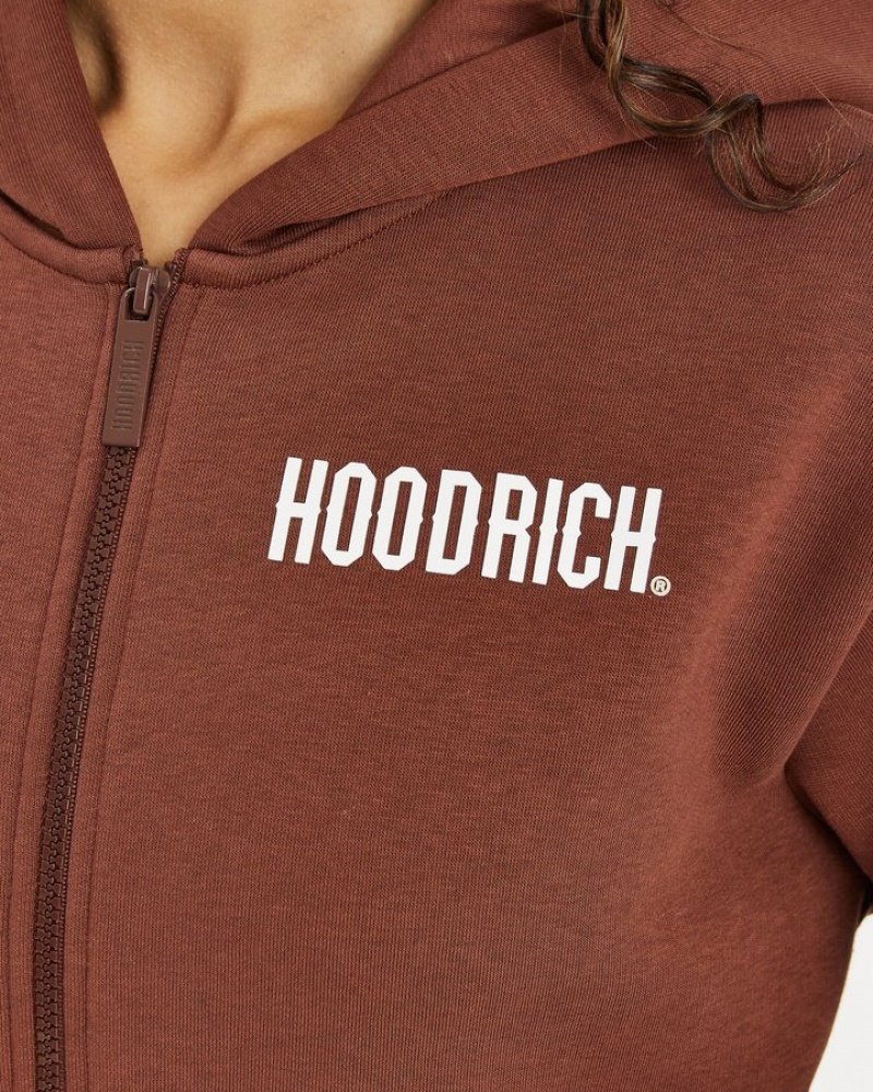 Brunette/White/Irish Cream Hoodrich OG Raise Cropped Hoodie Hoodies | 0485-NFJBL