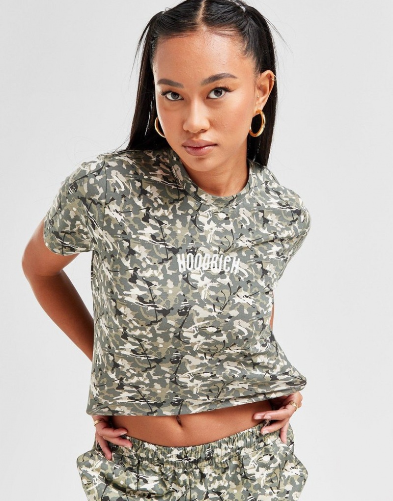 Green Hoodrich Camo All Over Print Slim T-Shirt T-shirts | REWTMN-568