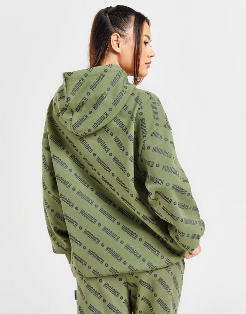 Green Hoodrich Oblique All Over Print Hoodie Hoodies | UXPHLK-658