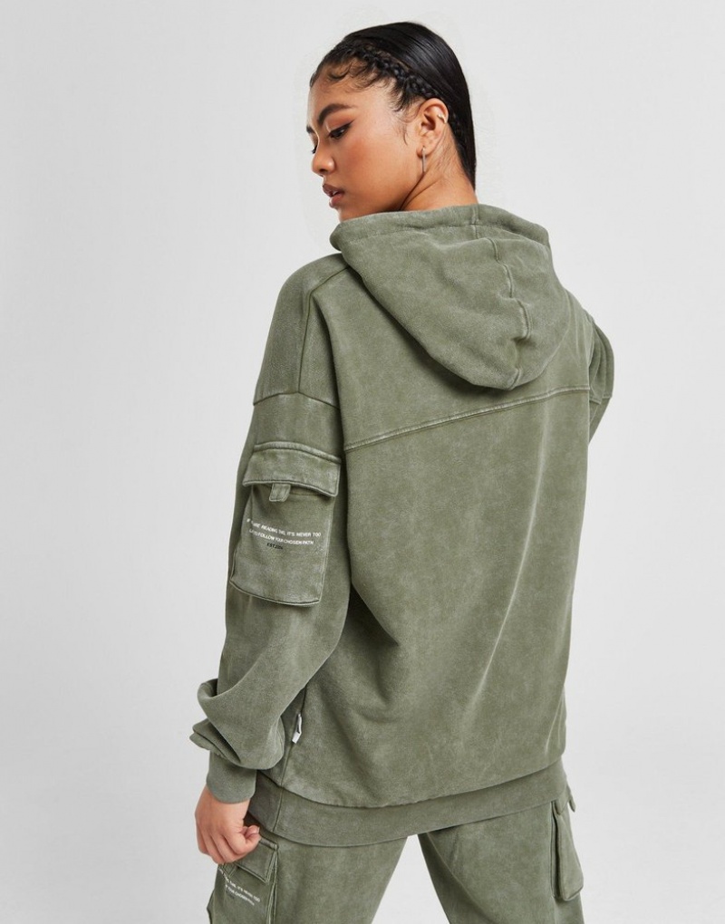 Green Hoodrich Peak Wash Hoodie Hoodies | RDHEFB-046