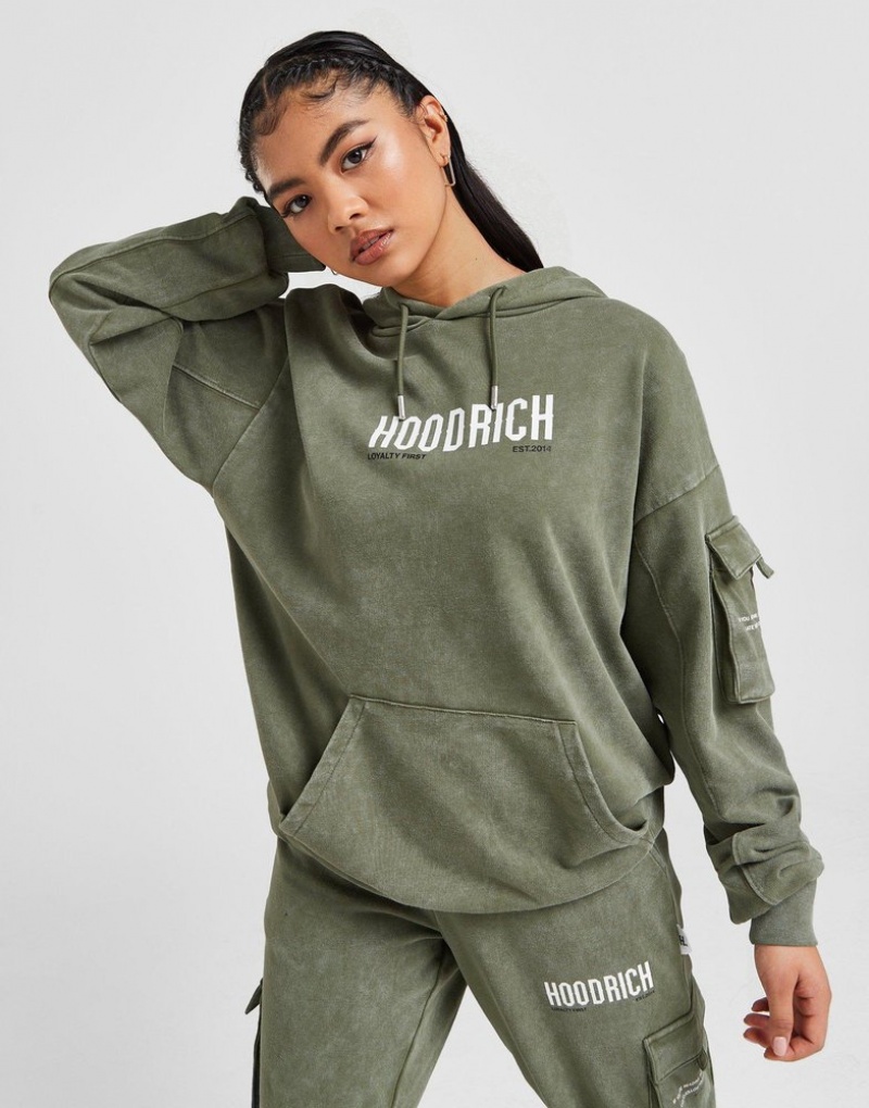 Green Hoodrich Peak Wash Hoodie Hoodies | RDHEFB-046