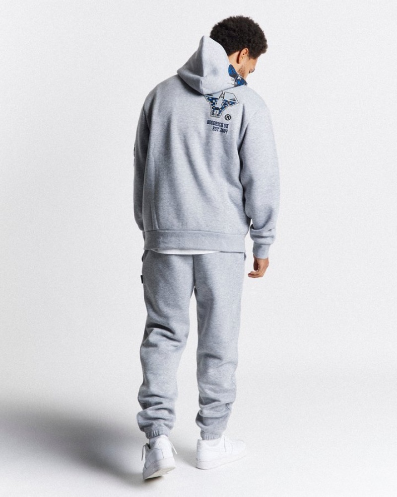 Grey/Blue Hoodrich Wave Hoodie Hoodies | 1695-AFJLG