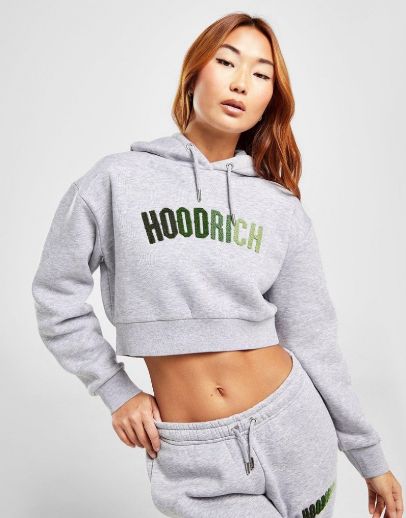 Grey Hoodrich Kraze Crop Hoodie Hoodies | VJOEQG-035