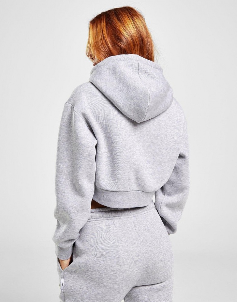 Grey Hoodrich Kraze Crop Hoodie Hoodies | VJOEQG-035