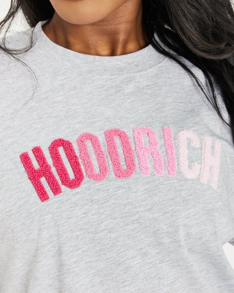 Heather Grey/ Pinks Hoodrich OG Kraze Boyfriend T-shirt T-shirts | 8541-RBPHX