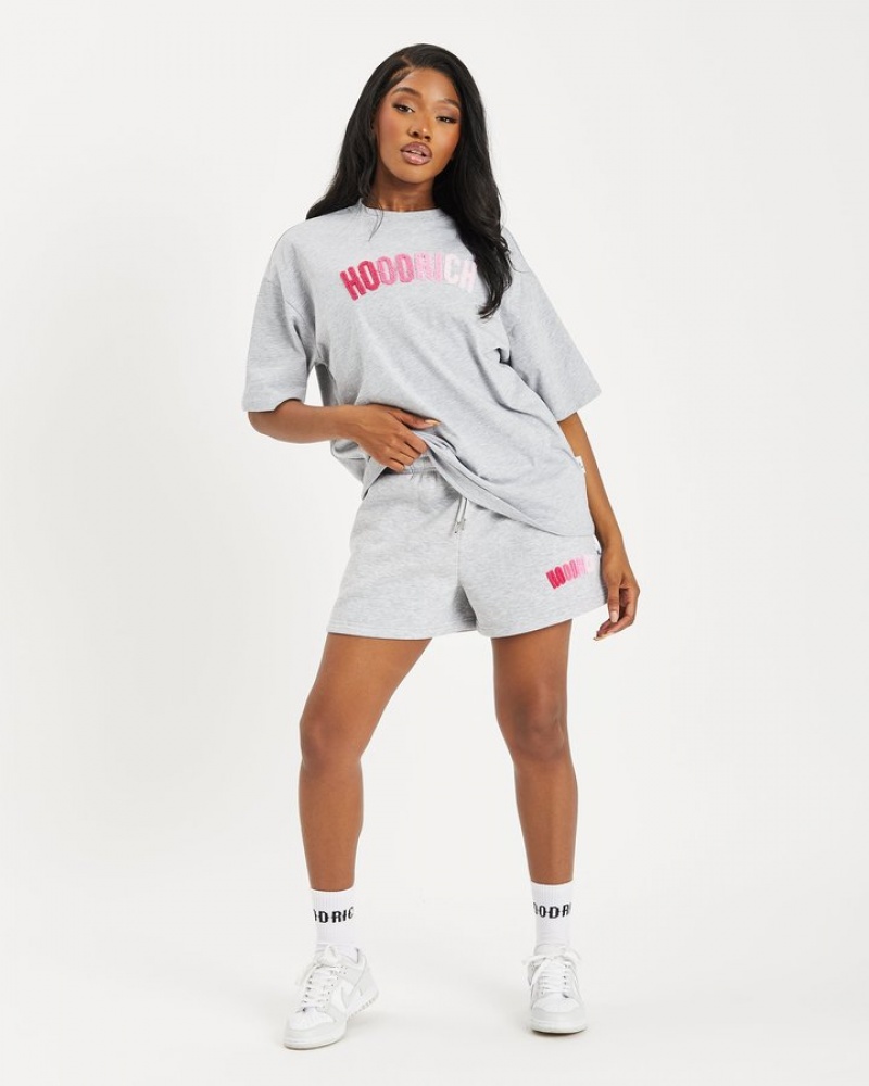 Heather Grey/ Pinks Hoodrich OG Kraze Boyfriend T-shirt T-shirts | 8541-RBPHX