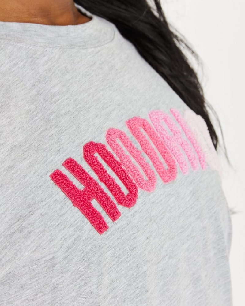 Heather Grey/ Pinks Hoodrich OG Kraze Boyfriend T-shirt T-shirts | 8541-RBPHX