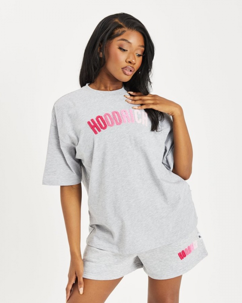 Heather Grey/ Pinks Hoodrich OG Kraze Boyfriend T-shirt T-shirts | 8541-RBPHX