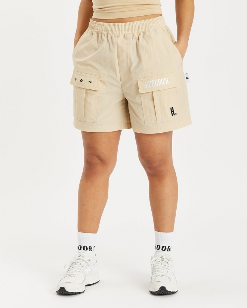 Irish Cream/White/Black Hoodrich OG Combat Cargo Woven Shorts Bottoms | 2357-ZRAFH