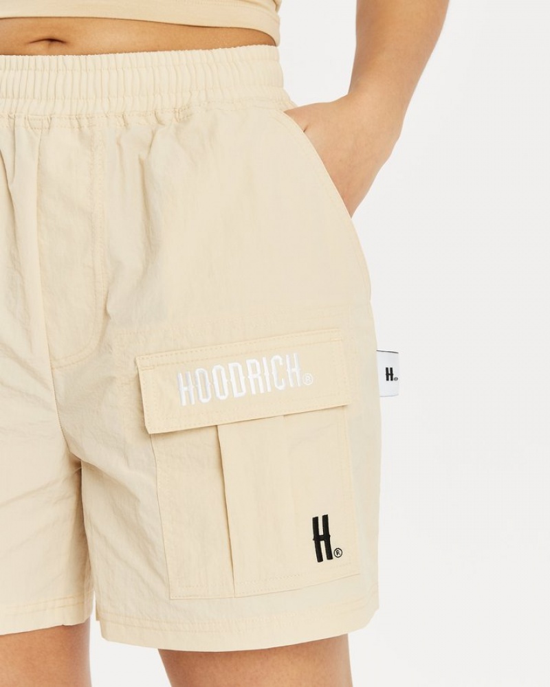 Irish Cream/White/Black Hoodrich OG Combat Cargo Woven Shorts Bottoms | 2357-ZRAFH