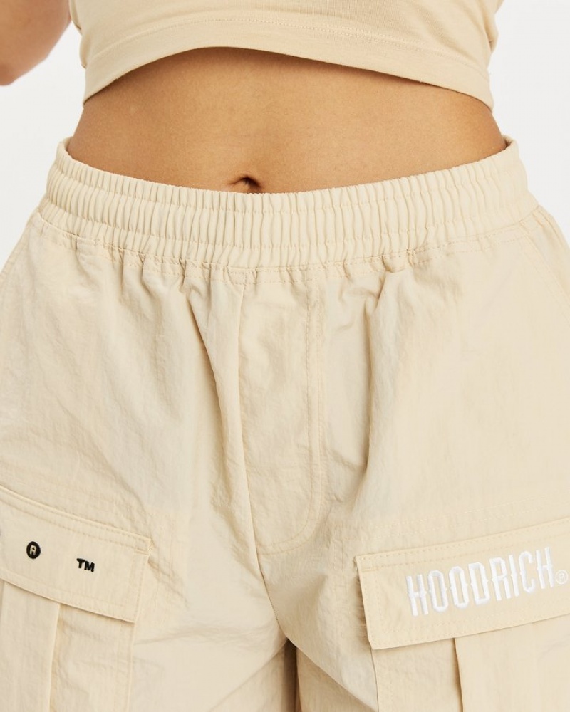 Irish Cream/White/Black Hoodrich OG Combat Cargo Woven Shorts Bottoms | 2357-ZRAFH