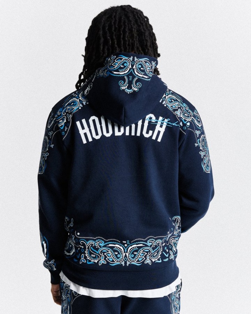 Navy/White/Blue Hoodrich Motif Hoodie Hoodies | 5196-IMPUG