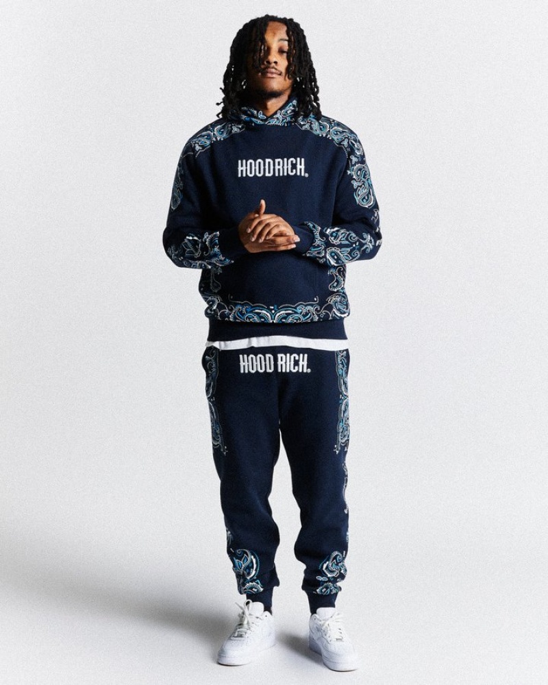 Navy/White/Blue Hoodrich Motif Hoodie Hoodies | 5196-IMPUG