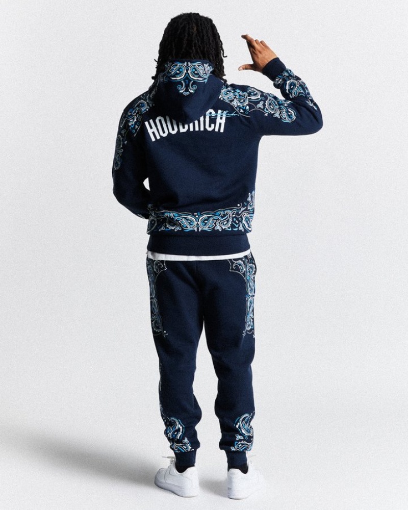 Navy/White/Blue Hoodrich Motif Hoodie Hoodies | 5196-IMPUG