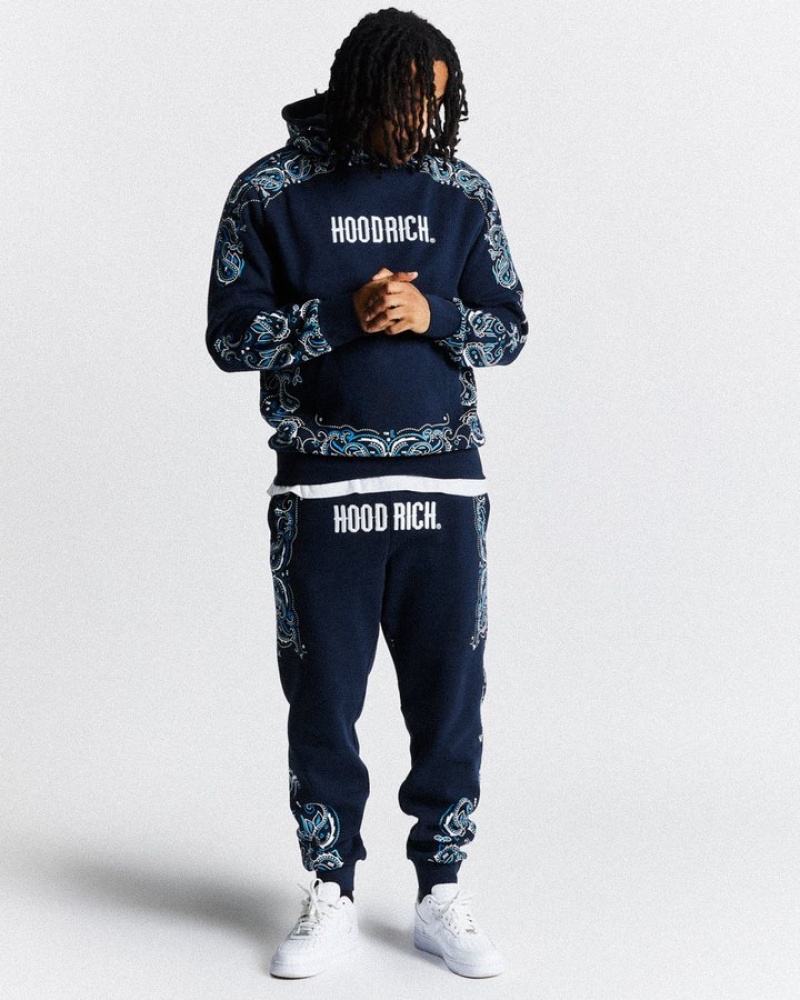 Navy/White/Blue Hoodrich Motif Hoodie Hoodies | 5196-IMPUG