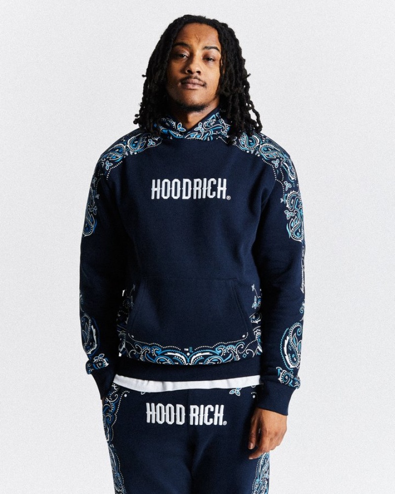 Navy/White/Blue Hoodrich Motif Hoodie Hoodies | 5196-IMPUG