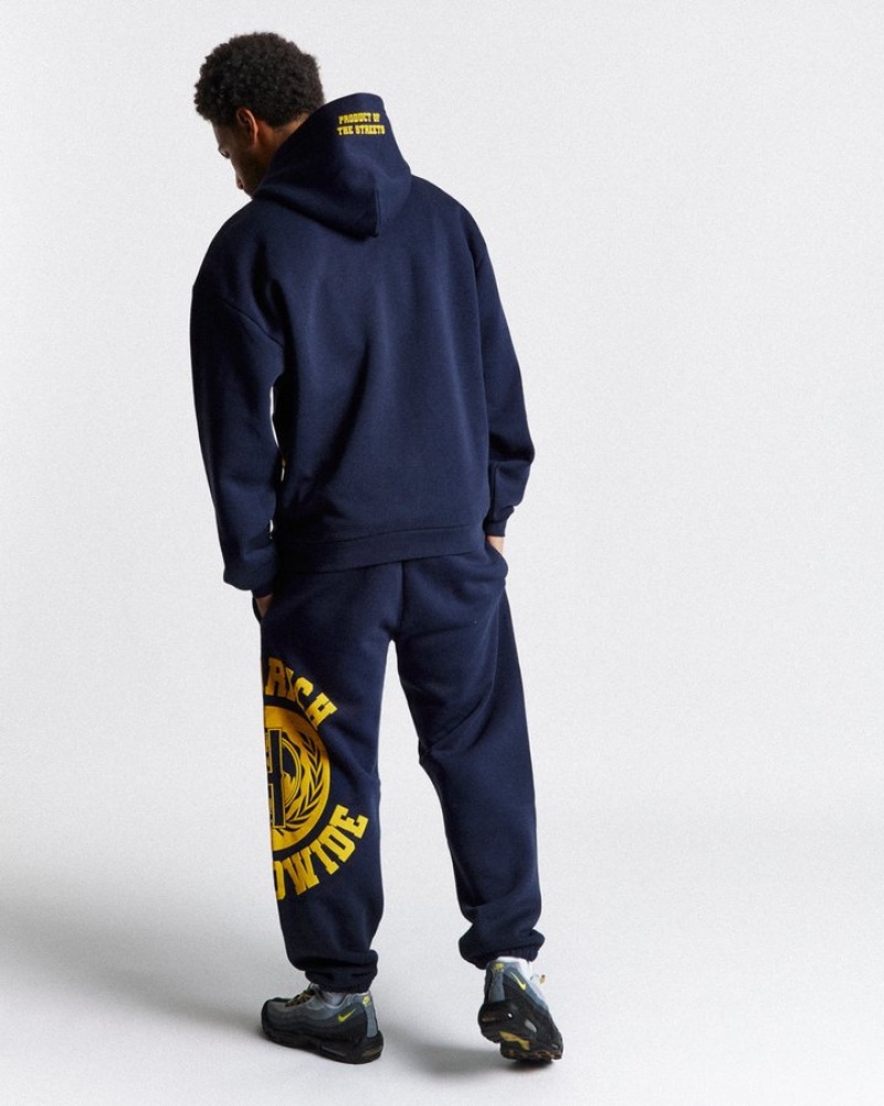 Navy/Yellow/White Hoodrich Frat Oversized Jogger Joggers | 7406-WIHYG